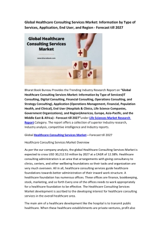 Global Healthcare Consulting Services Market—Forecast till 2027