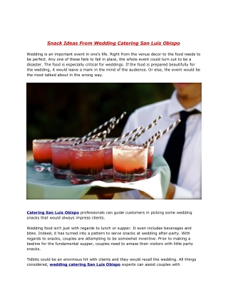 Snack Ideas From Wedding Catering San Luis Obispo