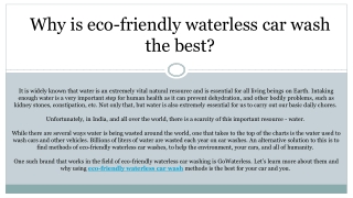 Why is eco-friendly waterless car wash the best
