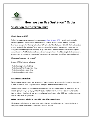 How we can Use Sustanon