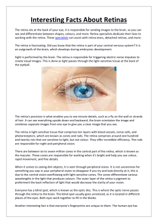 Interesting Facts About Retinas