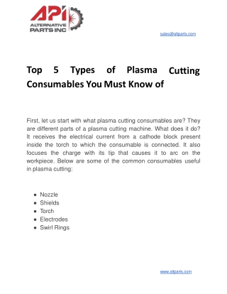 Top 5 Types of Plasma Cutting Consumables You Must Know of-converted