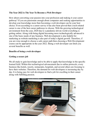 The Year 2022 is The Year To Become a Web Developer