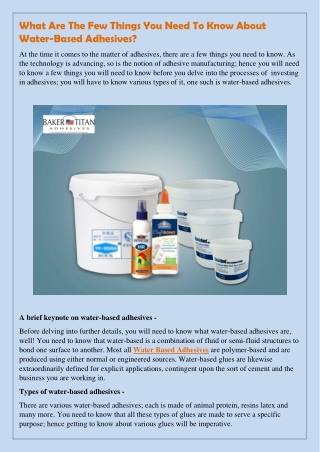 What Are The Few Things You Need To Know About Water-Based Adhesives