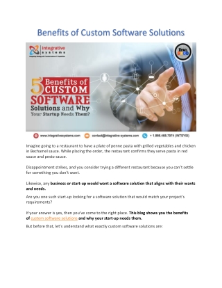 Benefits of Custom Software Solutions