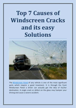 Top 7 Causes of Windscreen Cracks and its easy Solutions