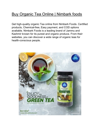 Buy Organic Tea Online | Nimbark foods