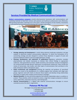 Services Provided By Medical Communications Companies