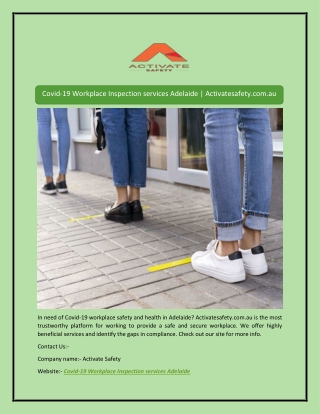 Covid-19 Workplace Inspection services Adelaide | Activatesafety.com.au