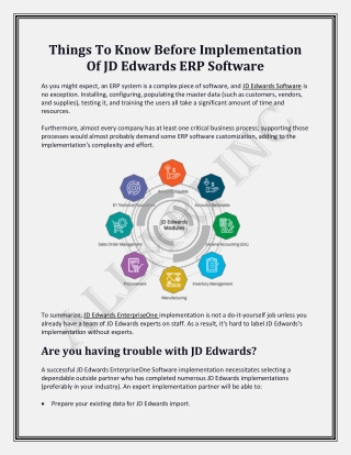 Things To Know Before Implementation Of JD Edwards ERP Software