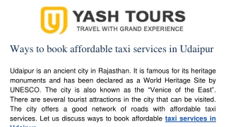 Ways to book affordable taxi services in Udaipur