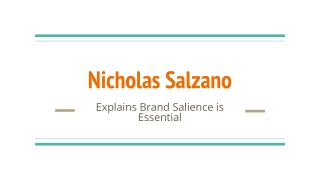 Nicholas Salzano Explains Brand Salience is Essential