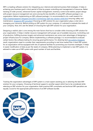 Choosing The Right ERP Solution While Planning To Implement A New ERP System