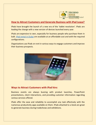 How to Attract Customers and Generate Business with iPad Lease?