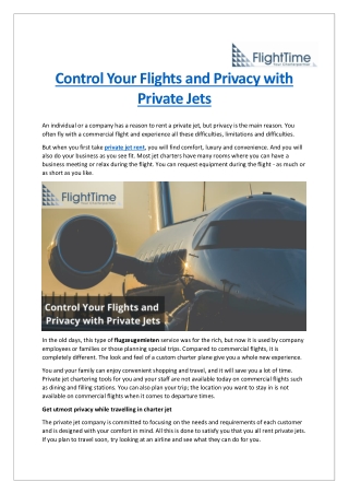 Control Your Flights and Privacy with Private Jets