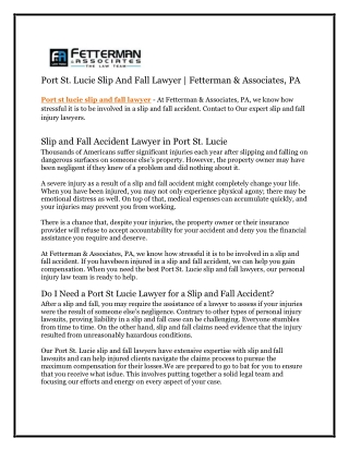 Port st lucie slip and fall lawyer