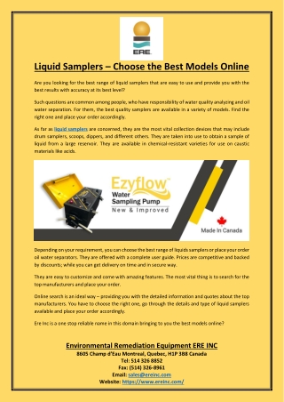 Liquid Samplers Choose the Best Models Online