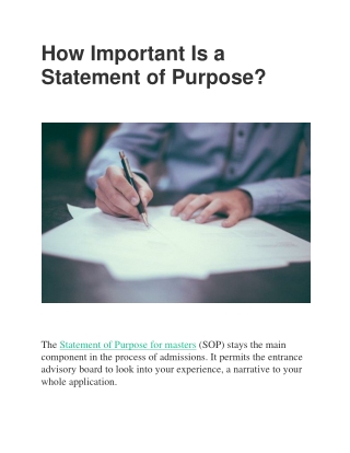 How Important Is a Statement of Purpose