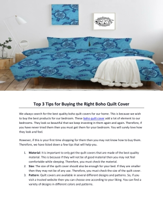 Top 3 Tips for Buying the Right Boho Quilt Cover