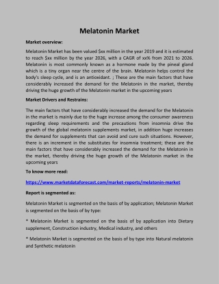 Melatonin Market PDF