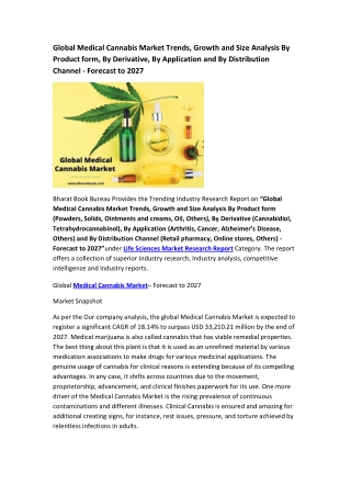 Global Medical Cannabis Market Research Report 2021-2027
