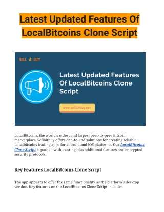 Latest Updated Features Of LocalBitcoins Clone Script