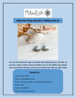 Bohemian Rings Australia | Mahiya.com.au