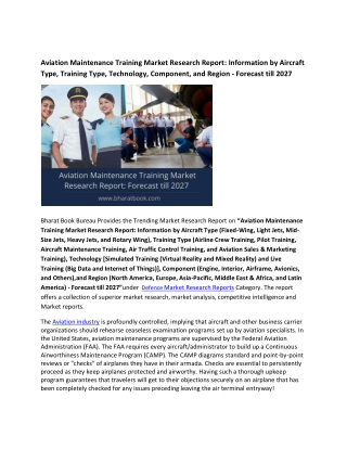 Global Aviation Maintenance Training Market Research Report 2021-2027