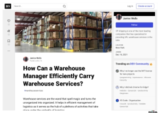 How Can a Warehouse Manager Efficiently Carry Warehouse Services?