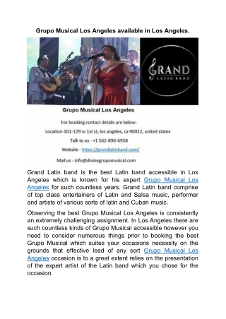 Grupo Musical Los Angeles available in Los Angeles.