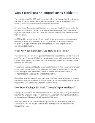 Vape Cartridges - A Comprehensive Guide 101