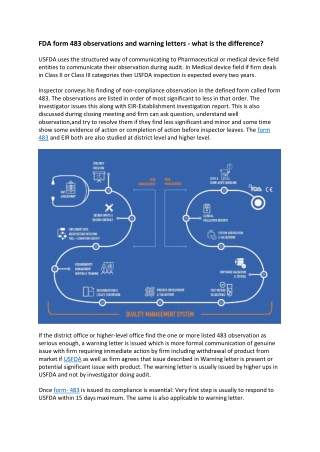 FDA form 483 observations and warning letters - what is the difference