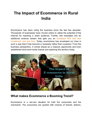 The Impact of Ecommerce in Rural India