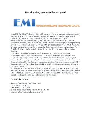 EMI shielding honeycomb vent panel