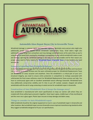 Windshield Repair Greenville Texas