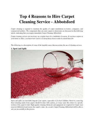 Top 4 Reasons to Hire Carpet Cleaning Service - Abbotsford