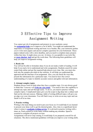 3 Effective Tips to Improve Assignment Writing