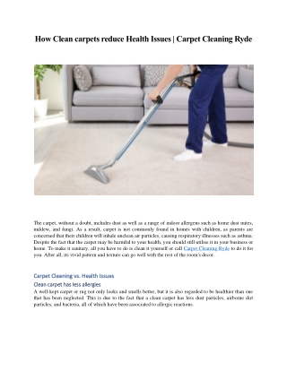 How Clean carpets reduce Health Issues - Carpet Cleaning Ryde