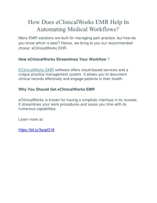 How Does eClinicalWorks EMR Help In Automating Medical Workflows