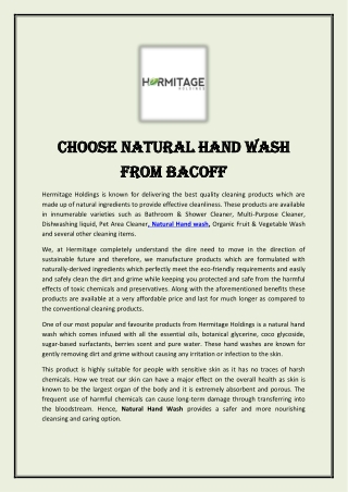 Choose Natural Hand Wash from Bacoff