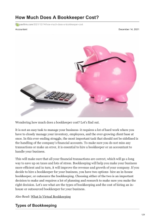 How Much Does A Bookkeeper Cost