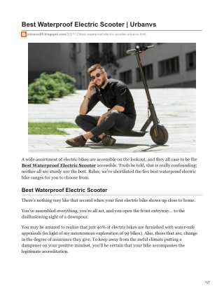 Best Waterproof Electric Scooter  Urbanvs