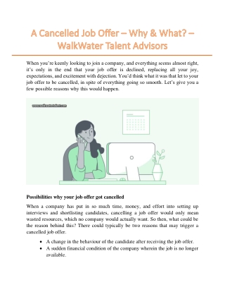 A Cancelled Job Offer – Why & What? – WalkWater Talent Advisors