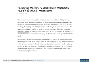 Packaging Machinery Market Size Worth US$ 76.9 Bn by 2026