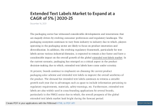 Extended Text Labels Market to Expand at a CAGR of 5% | 2020-25