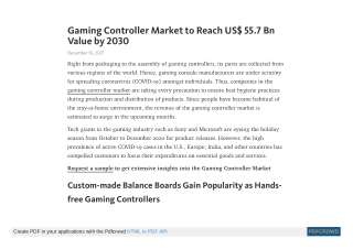 Gaming Controller Market to Reach US$ 55.7 Bn Value by 2030