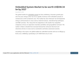 Embedded System Market to be worth US$338.34 bn by 2027