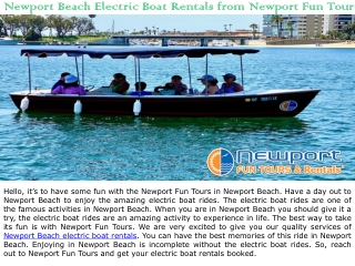 Newport Beach Electric Boat Rentals from Newport Fun Tours