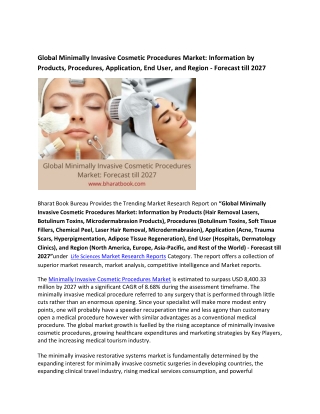 Global Minimally Invasive Cosmetic Procedures Market Research Report 2021-2027