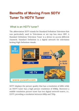 Benefits of Moving From SDTV Tuner To HDTV Tuner